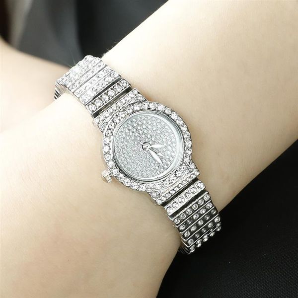 

new fashion bracelet watch for women bling diamond stainless steel quartz wristwatch ladies luxury elegant watches, Slivery;brown