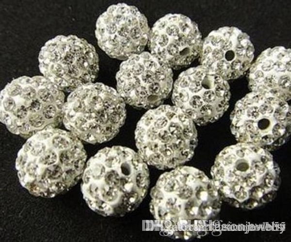 

ale 10mm 100pcs/lot white clear crystal crystal bead bracelet necklace beads jewelry making.spacer beads lotrhinestone p532 w62