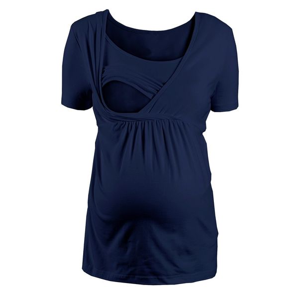 

MUQGEW PregnantT Shirt Breastfeeding Clothes Women's Maternity Nursing Wrap Top Solid Double Layer Blouse T Shirt lactancia
