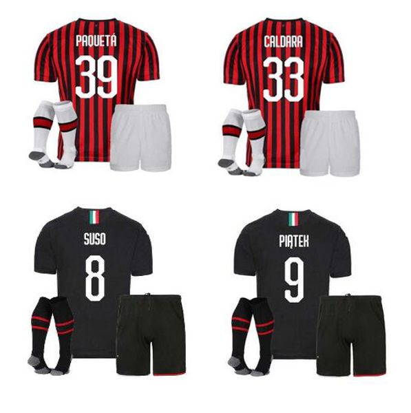 

19 20 soccer jersey 2019 2020 PIATEK football shirt PAQUETA SUSO CALDARA CUTRONE camisa de futebol ROMAGNOL maillot kit+socks