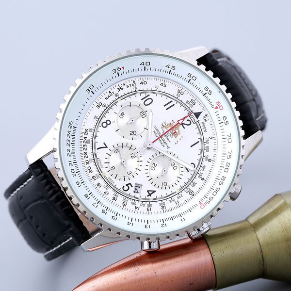 

2020 breit brand automatic table mens fashion leisure quartz watch orologio uomo luxury the fashion leisure wrist watch calendar function, Slivery;brown