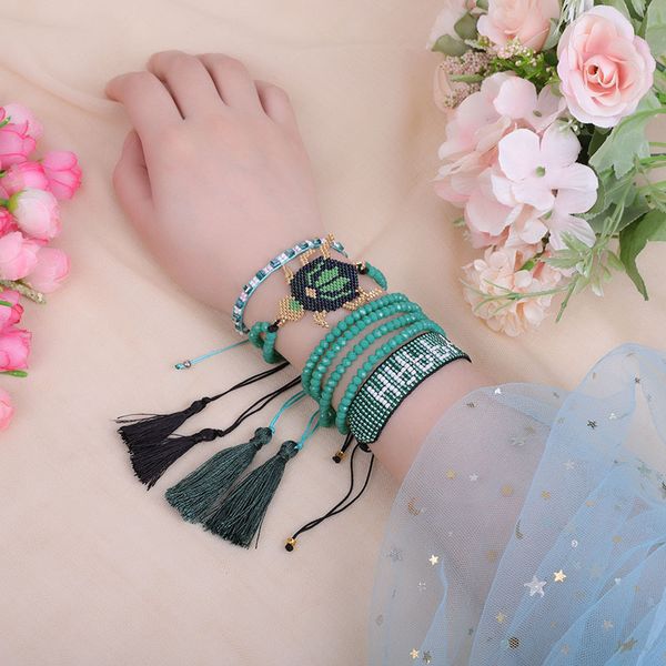 

zhongvi miyuki bracelet women summer bracelets boho pulseras mujer moda 2020 insect jewelry child animal jewellry letter gift, Black