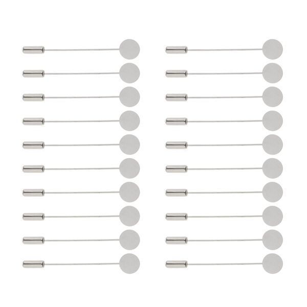 

20pcs brooch stick pin setting blanks tray glue on pad brooch making finding, Gray