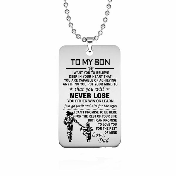 

canuomen to my son pendant necklace stainless steel necklace gifts for son engrave never lose collares jewelry, Silver