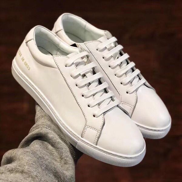 

2019 new designer luxury casual shoes white mens sneakers women by common projects achilles 0603 genuine leather with box size 35-44, White;red