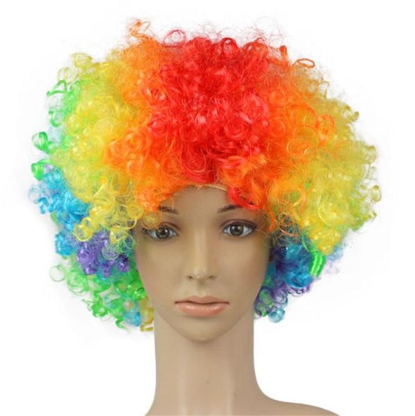 Parrucche cosplay unisex Parrucca da clown Parrucca da festa di Natale di Halloween Parrucche ricce Parrucca a testa di esplosione Parrucche da Joker arcobaleno DC178