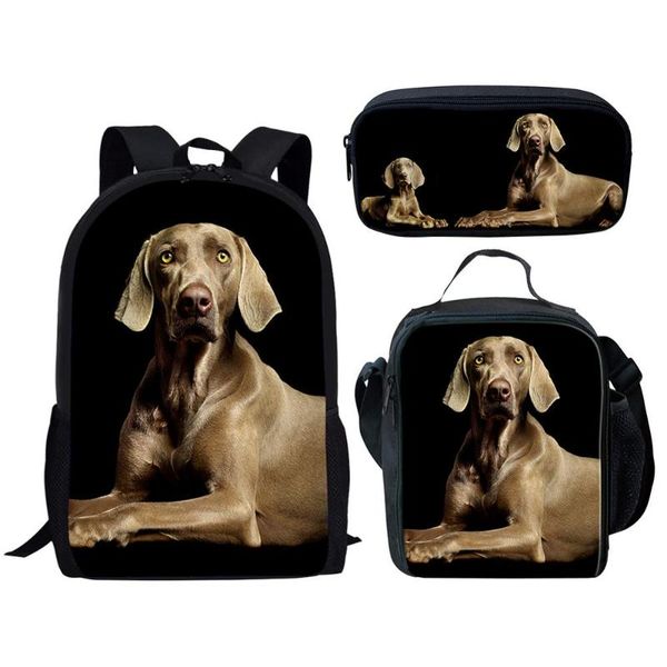 

children boys girls school bags cute vizsla dog 3d print large kids book bag shoulder kid backpack 3pcs/set students bookbag