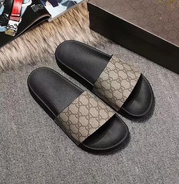 

2019 Popular Men's Women's Rubber Sandals Colourful Casual G G Print Tiger Snake Bee Cat Slippers Leather Flat Shoes Flip Flop 35-45