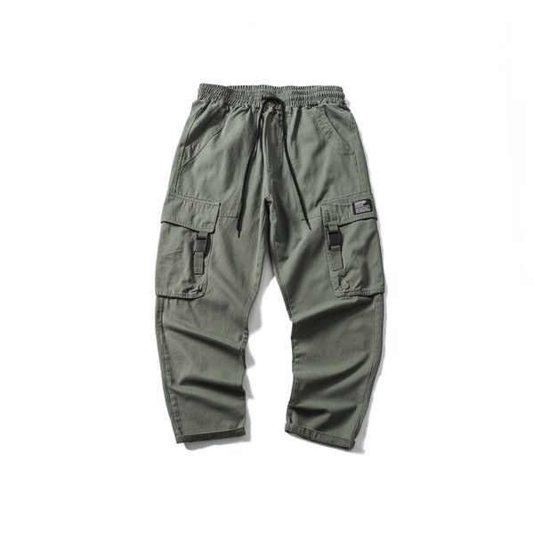 

19 winter style retro trend loose harlem pants for men's multi pocket small straight tube overalls for men, Black