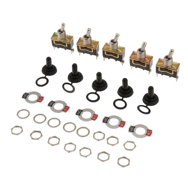 

5 pieces spst 2pin car boat 15a 250v on/off rocker toggle switch+waterproof boot
