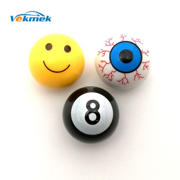 

4pcs black eight eyeball smile face tire valve stem caps us tyre valve cover american tire car-styling parts accessories