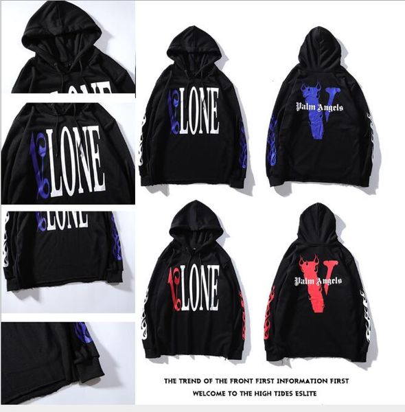 

Мужские дизайнерские Свитера Vlone Мужчины Женщины высокого качества Круглый рукава свитера Mens вскользь фуфайки Черный Размер M-XXL