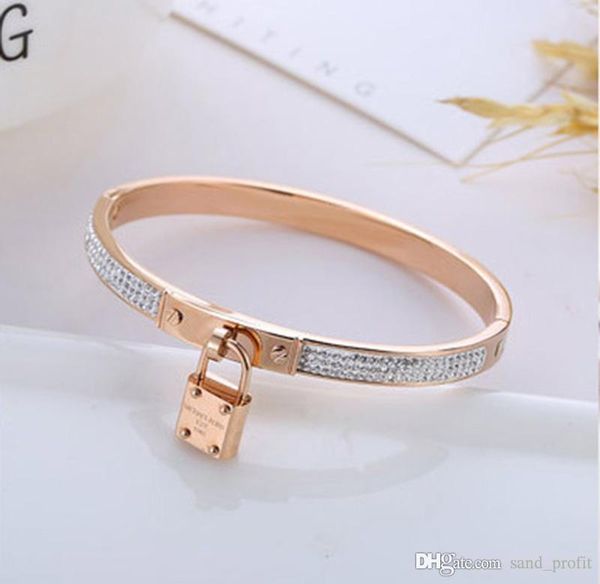 

высокое качество золотой тон замок браслет браслеты роскошные женщины подвески браслеты алмаз дизайнер браслет мода ювелирные изделия валент, Black