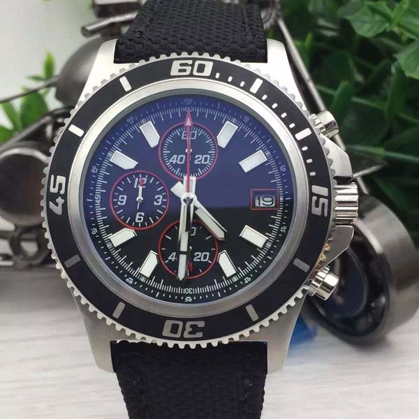 

functional outdoor men watch br1884 superocean 42mm chronomat red circle man wristwatches quartz mens watches with black nylon band, Slivery;brown