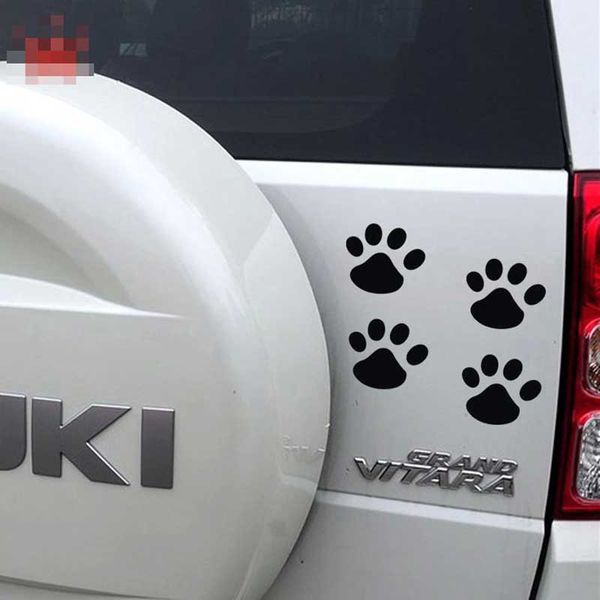 

4pcs/set car stickers personality funny cat dog paw prints panda printed cover decals