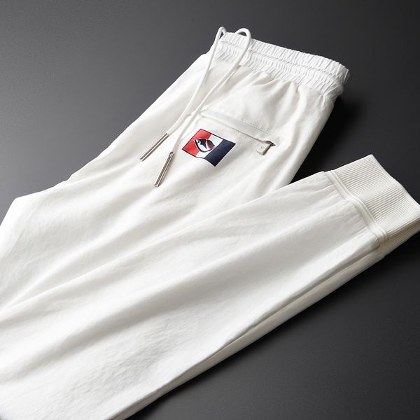 

новый летний тонкий белый повседневный высокое качество льняной эластичной ткани назад печатных мужские брюки плюс размер m-4xl, Black