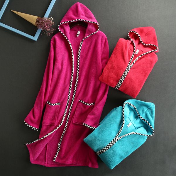 

zdfurs soft fleece winter women fashion loose trim full body zipper design lounge robe female comfortable thermal nightgown, Black;red