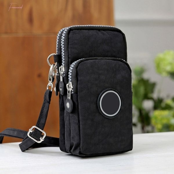 

2020 fashion women girls casual high storage zipper waterproof nylon crossbody wrist shoulder bag cell phone pouch handbag