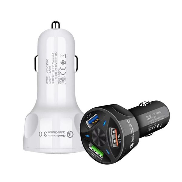 

1pc 3 ports car charger quick charge fast car cigarette lighter usb charger interior accessories