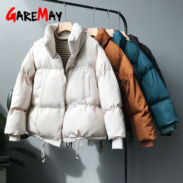 

garemay 2019 warm thicken women's parkas casual turtleneck loose down jacket female korean cotton padded winter coat for women, Black