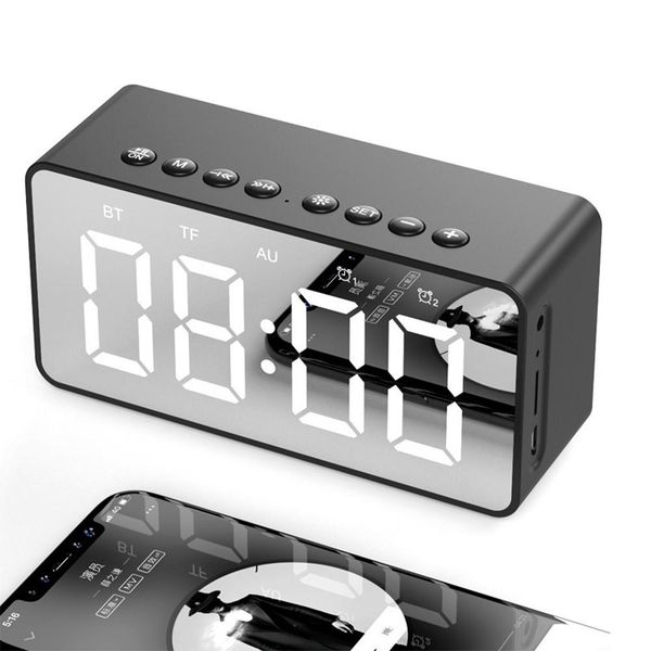 

dragonpad led mirror digital alarm clock portable bluetooth speaker deskmirror screen display home decoration alarm clock