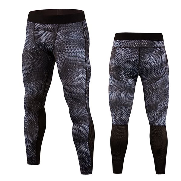 

snake skin print compression pants mens autumn jogger gym sports running tights fitness elastic marathon quick-drying trousers, Black;blue