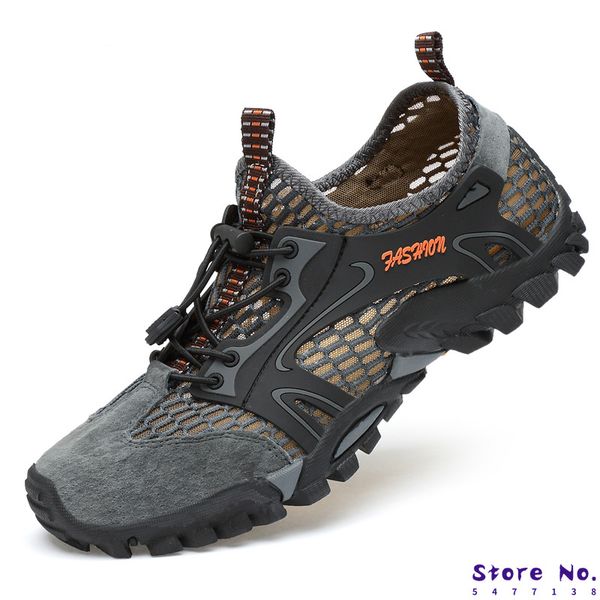

sandals shoes men quick dry beach sandal outdoor hiking diving water sport sneaker mesh summer swimming walking trekking shoe, Black