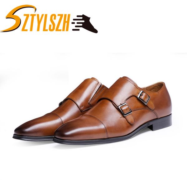 

men shoes england trend leisure genuine leather shoes breathable for male monk men flats big size 38-47, Black