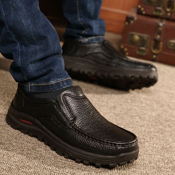

big size 38-48 quality mens dress italian leather shoes luxury mens loafers genuine leather formal loafers moccasins men, Black