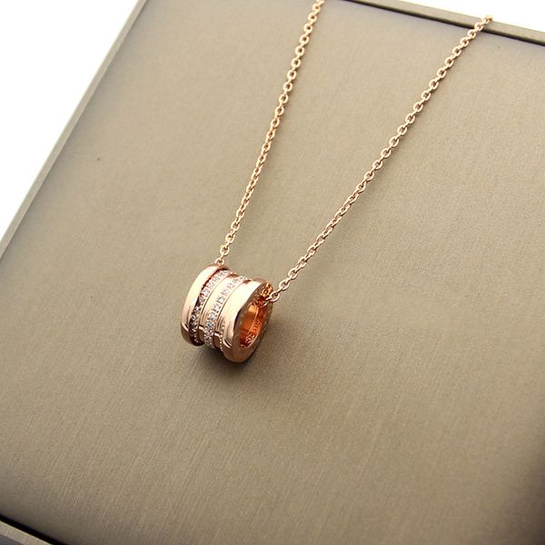 

2020 designer luxury titanium steel necklace cylinder thread diamond necklace 18k gold women's necklace1, Silver