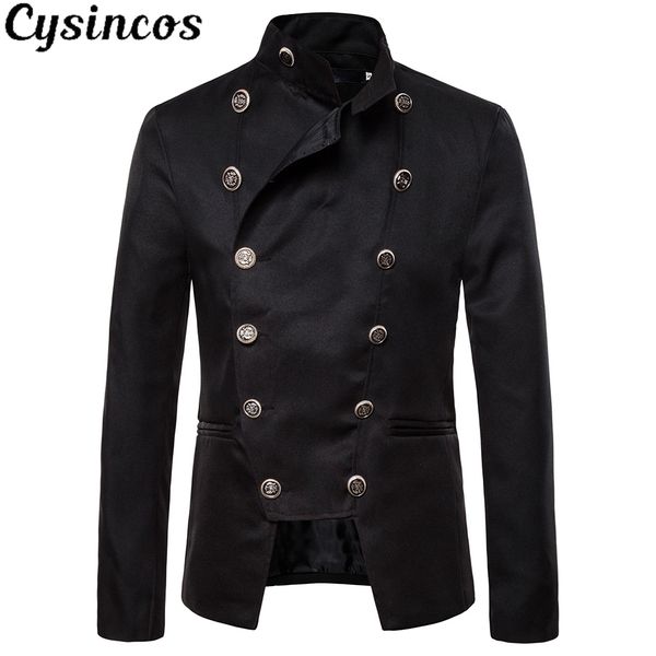 

cysincos new style fashion wind double breasted metrosexual man suit jacket dress blazer men wedding stage performance clothes, White;black
