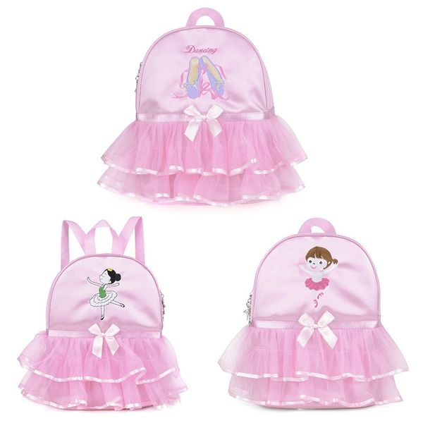 

1 pc children cute pink ballet dance backpack lace dress dancing girls lovely double shoulder bag kids primary school backpack