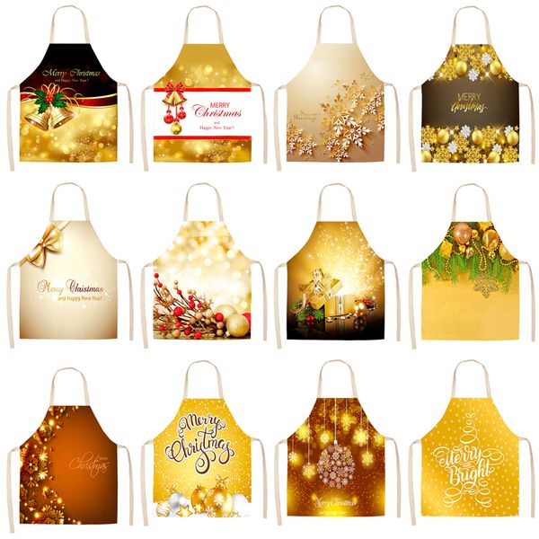

parent-child kitchen apron funny merry christmas printed sleeveless cotton linen aprons for men women home cleaning tools