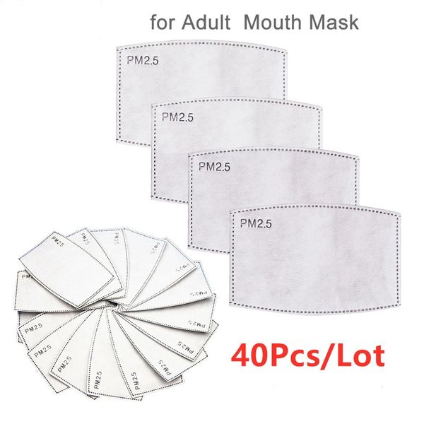 

40 teile/los pm 2,5 filter papier anti dunst mund maske anti staub maske aktivkohle filter papier gesundheit pflege