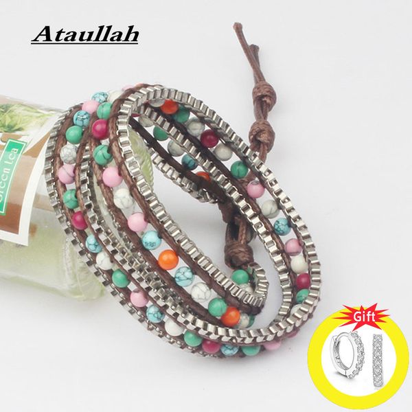 

ataullah multilayer bracelet handmade braided bracelets beads with colorful natural stone charm bangle jewelry for women bw017ns, Black