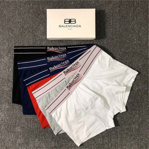 

ea4 fashion v men underwear boxers cotton 5 color -xxl breathable letter underpants shorts luxury brand design cuecas tight waistband, Black;white