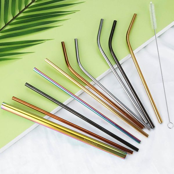 

stainless steel straw colorful straw bend straight reusable metal drinking straw party bar drink tools wedding decor