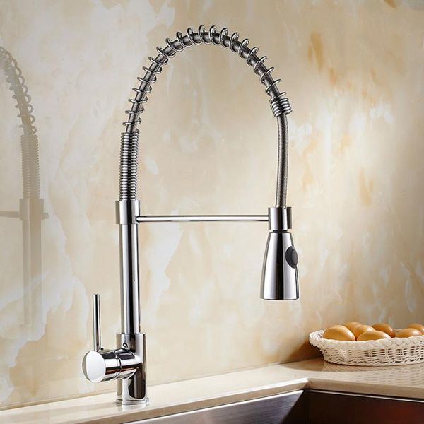 

wholesale and retail luxury chrome brass kitchen faucet spout swivel sprayer vessel sink mixer tap single handle