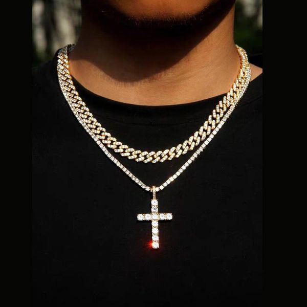 

8mm iced out bling 5a cz cuban chain necklace hip hop bling men boy cuban necklace, Golden;silver
