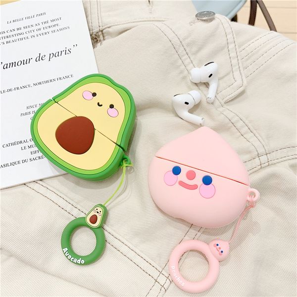 

fruit avocado pin peach silicone for apple airpods pro charging case bluetooth wireless headset cover