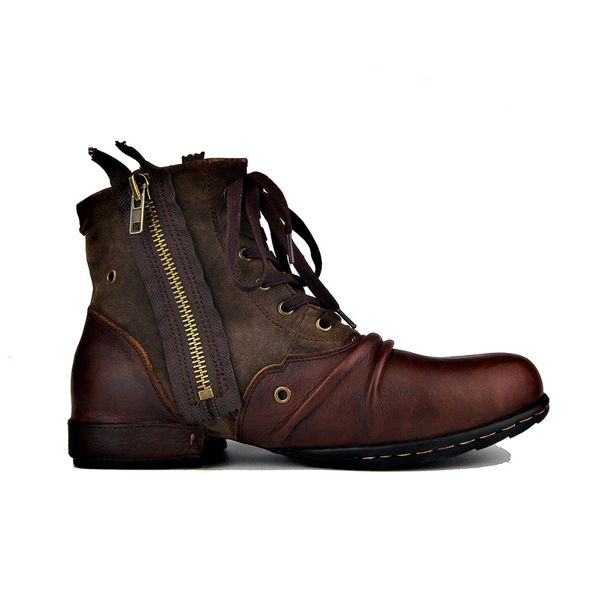 

new england shoes genuine leather men motorcycle boots autumn ankle boots winter men's casual boots, Black