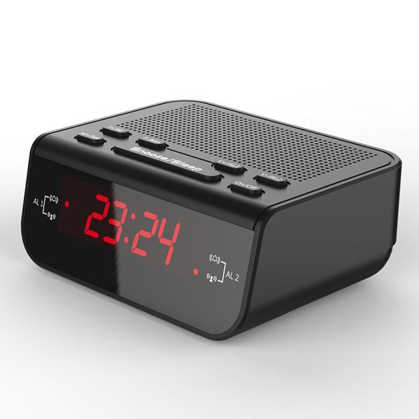 

digital dual alarm clock radios with am/fm weather forecast humidity for bedroom office table-best
