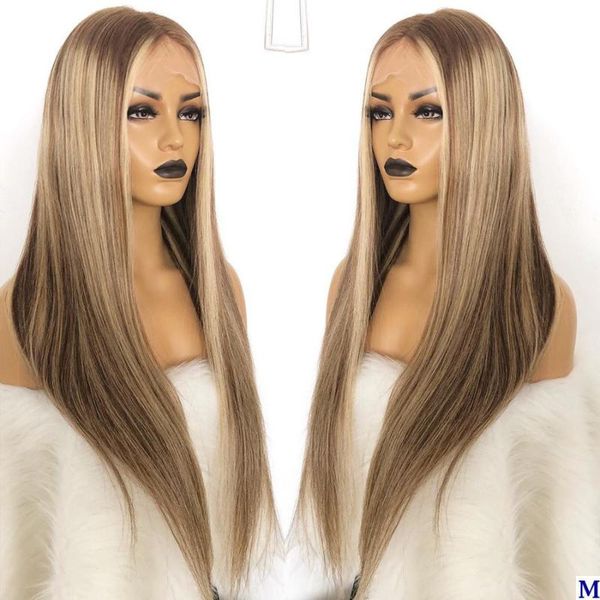 

eversilky silky straight highlight full lace wigs bleached knots peruvian transparent lace front human hair wigs for black women, Black;brown