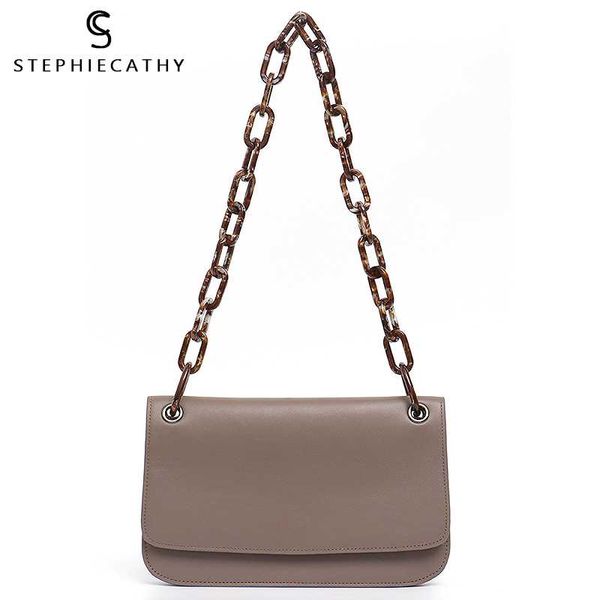 

totes sc cowhide leather flap bags women fashion resin chain shoulder handbags real cover clutch bag pouch