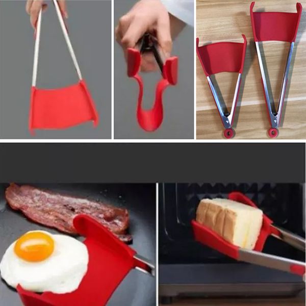 

горячее надувательство 2-в-1 умный шпатель щипцы кухня шпатель щипцы антипригарное термостойкие продукты питания клип сцепление аксессуары и