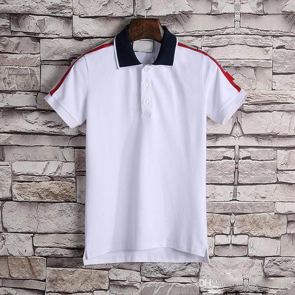 

белый фабрики сразу новый роскошный дизайнер случайных мужчин рубашки поло змея пчелиной цветочной вышивкой mens polos центральная улица мод, White;black