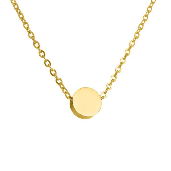 

initial round dot pendant choker necklace 18k gold plated stainless steel necklace women's fashion jewelry support customization, Silver