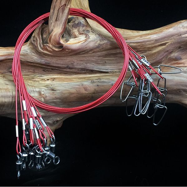 

fishing lines 10pcs 150 lb fishing line steel wire leader with snap anti-bait accessories anti bite steel line