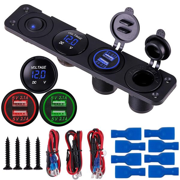 

brand new 4 in 1 switch panel 12 v dual usb socket charge 3.1 a led digital for car boat modification