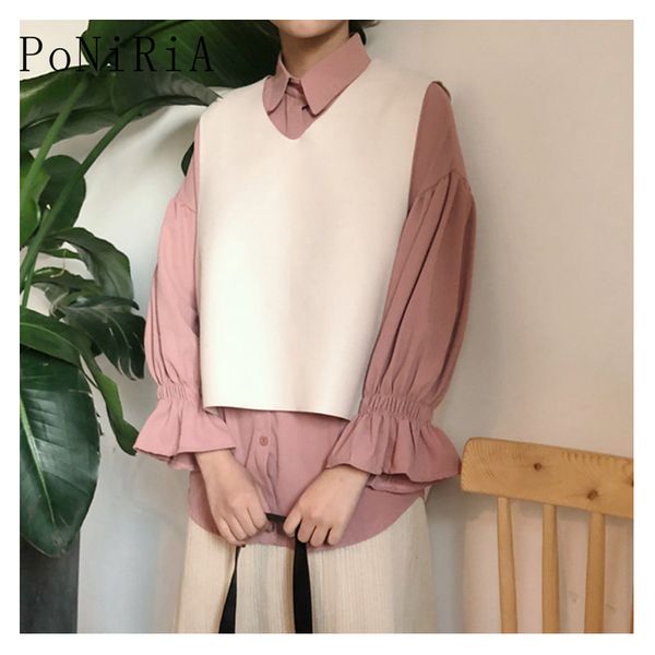 

костюмы две пьесы для 40кг -60kg / 88lb-132lb 2020 новая осень зима женщин вязание жилет студент без рукавов женский свитер блузка, Gray